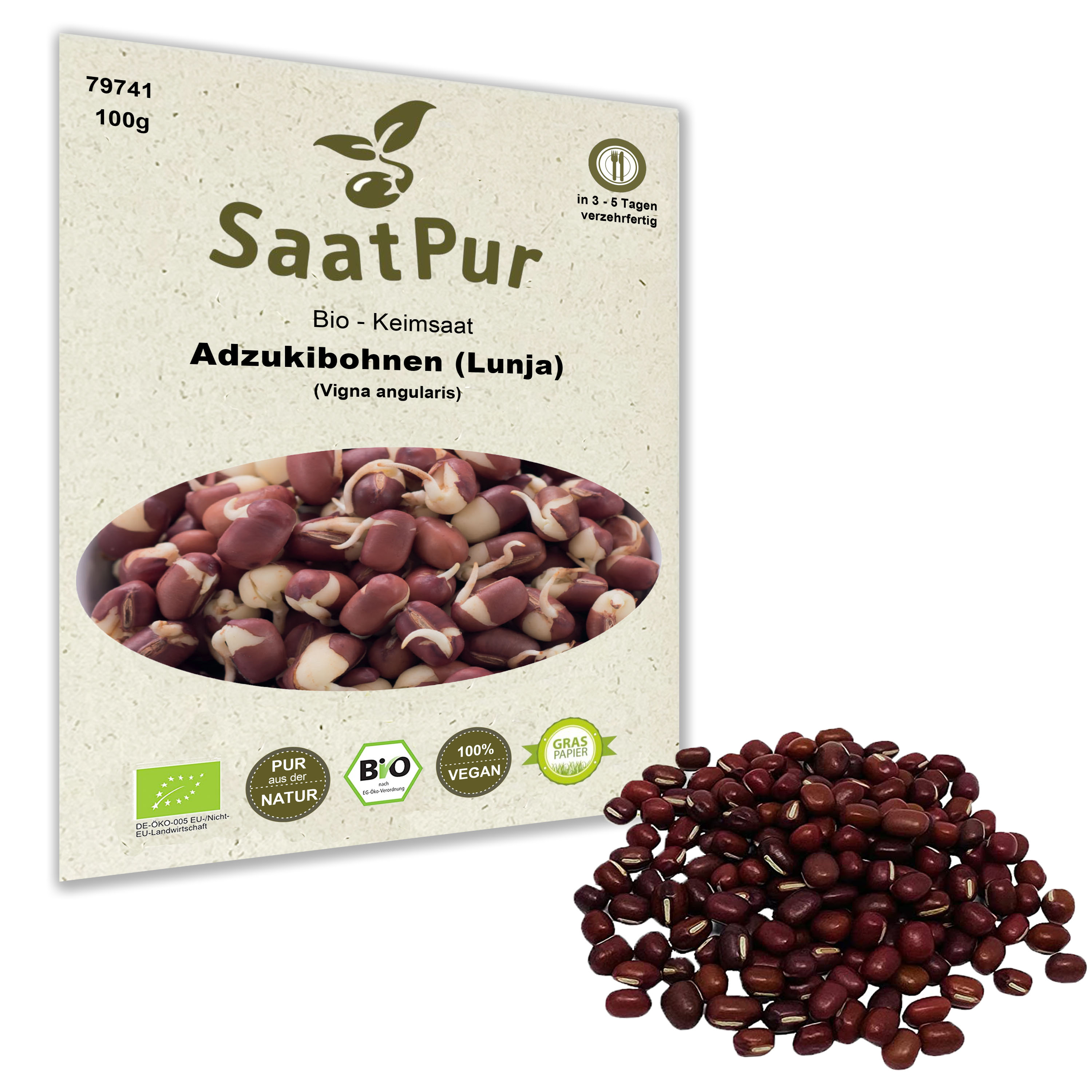 Bio Keimsaat Adzukibohnen Keimsprossen Microgreen