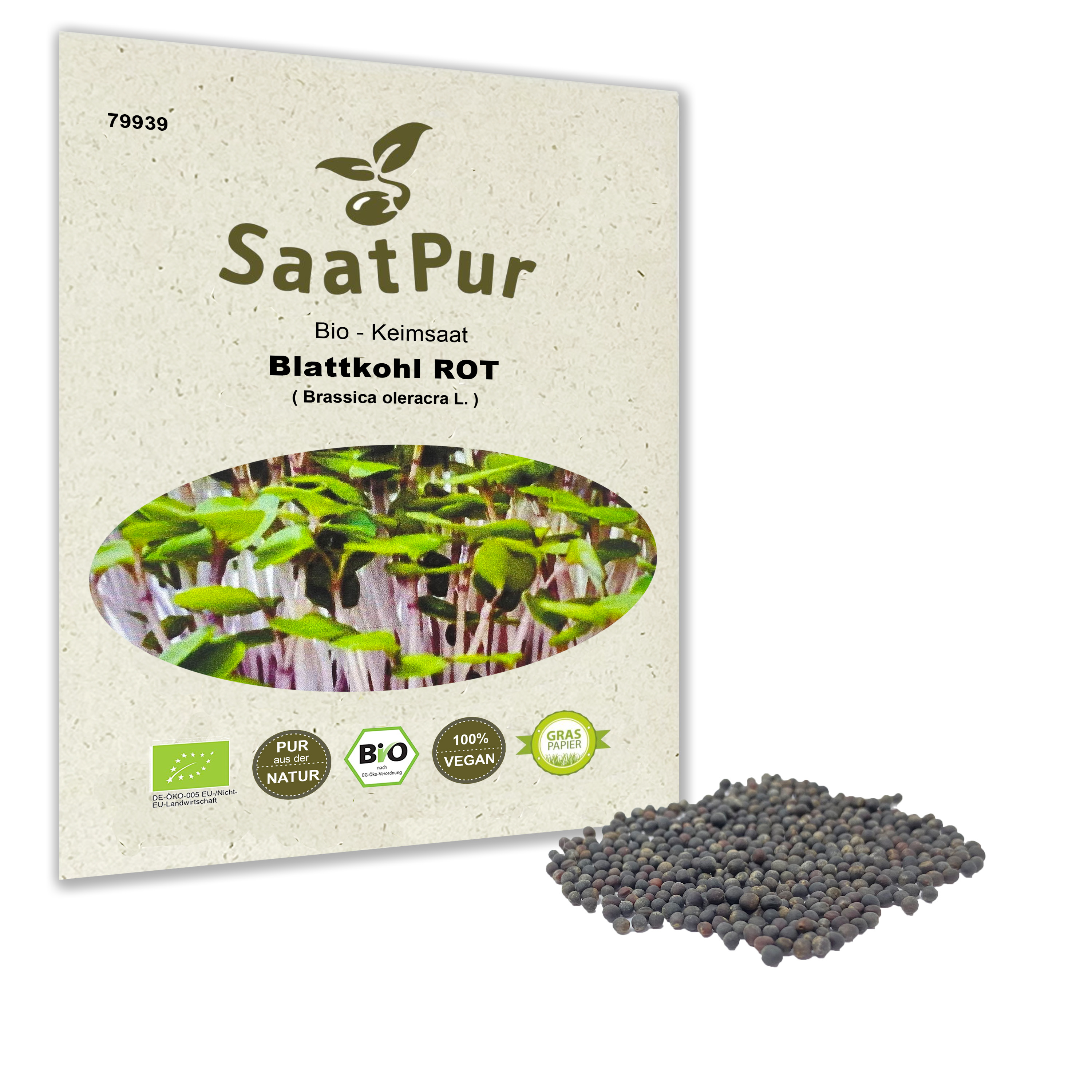20g BIO Keimsaat für Sprossen Blattkohl ROT Samen Keimsprossen