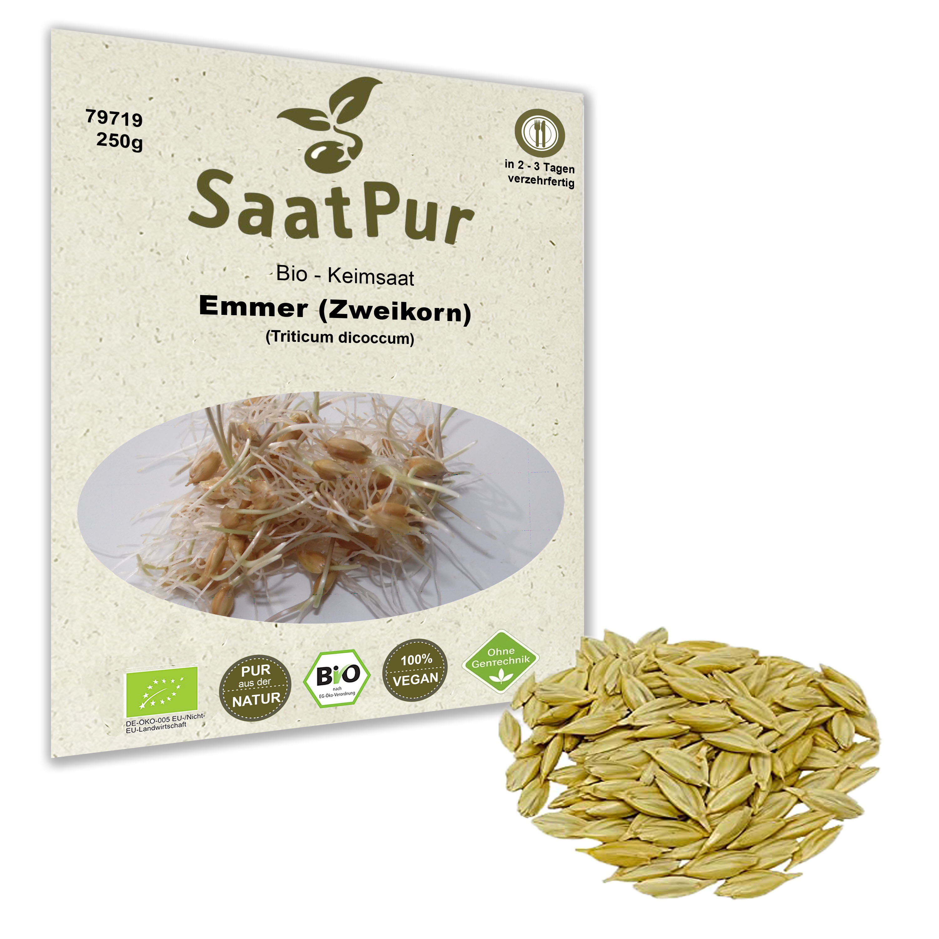 BIO Keimsaat für Sprossen Emmer (Zweikorn) Samen Keimsprossen Microgreens