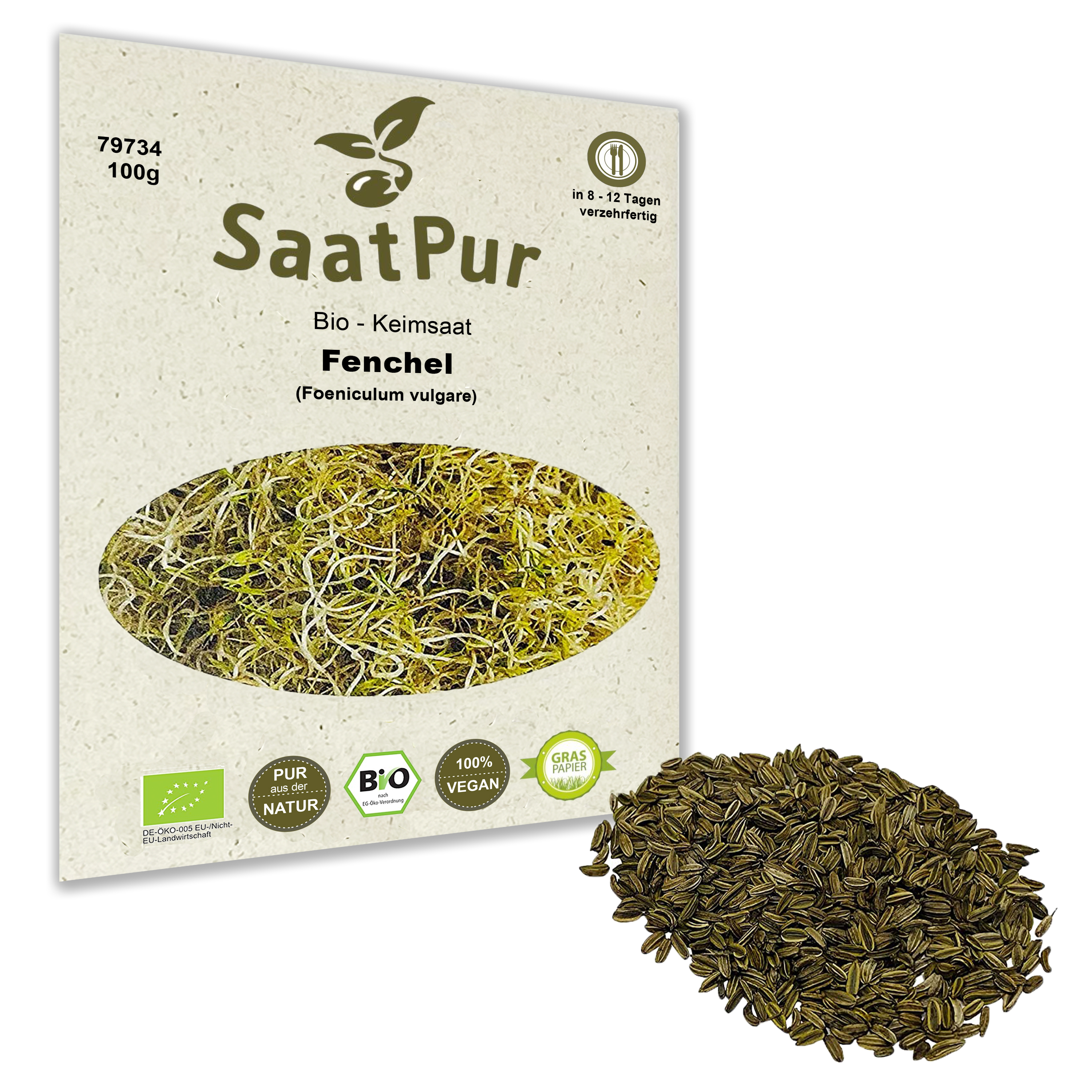 Bio Keimsaat für Sprossen Fenchel Keimsprossen Microgreens Vegan