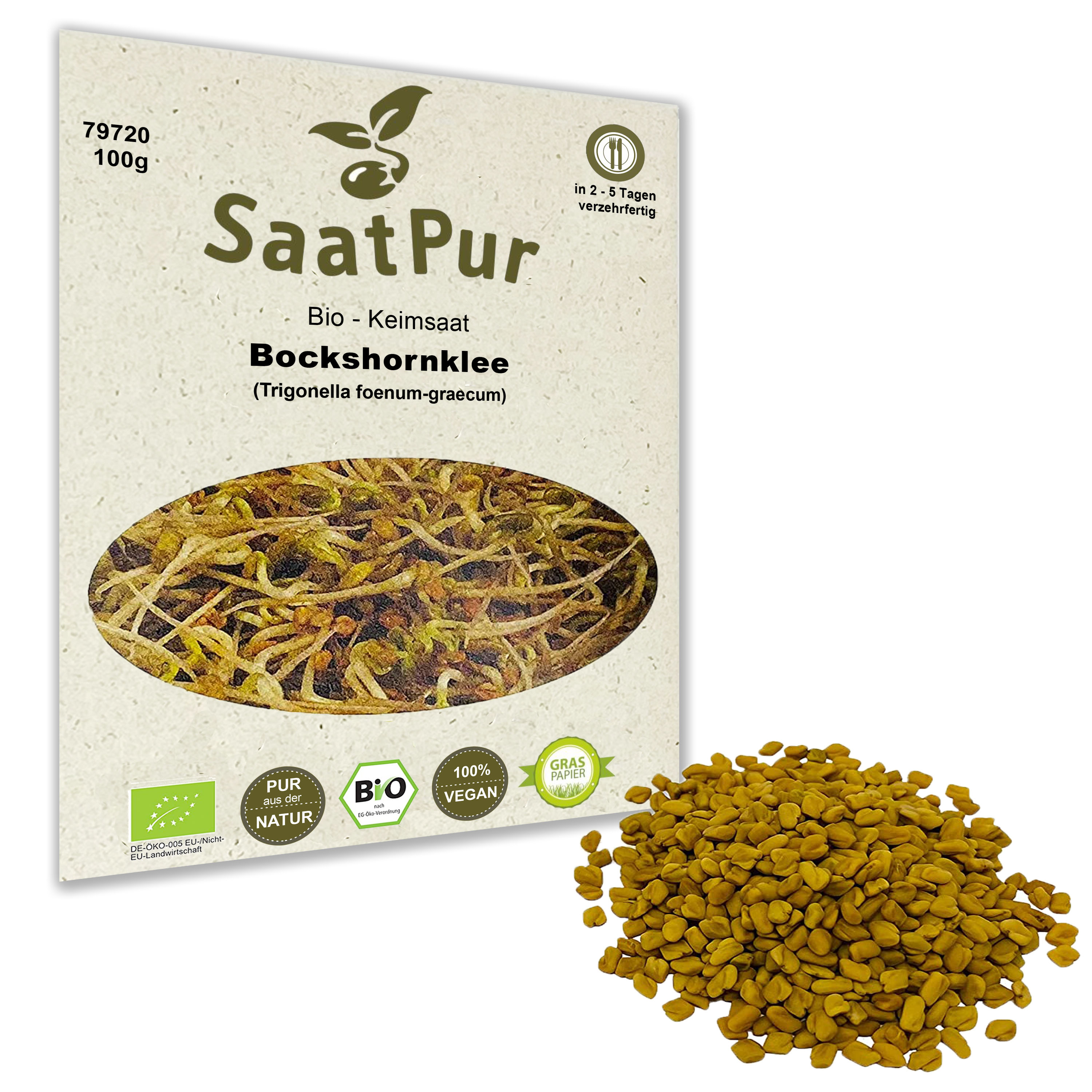 BIO Keimsaat für Sprossen Bockshornklee Samen Keimsprossen Microgreens Vegan