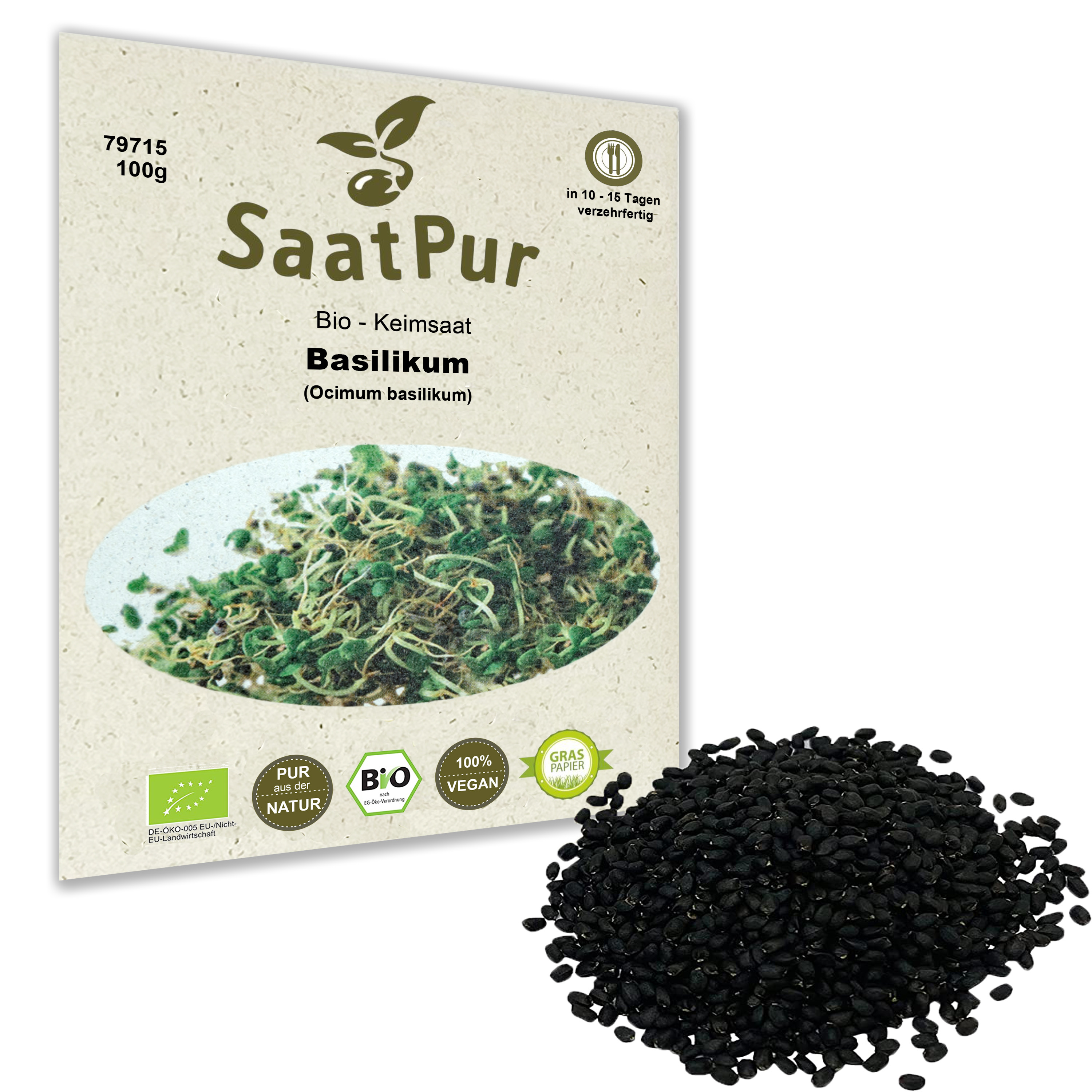 BIO Keimsaat für Sprossen Basilikum Samen Keimsprossen Microgreens Vegan Öko