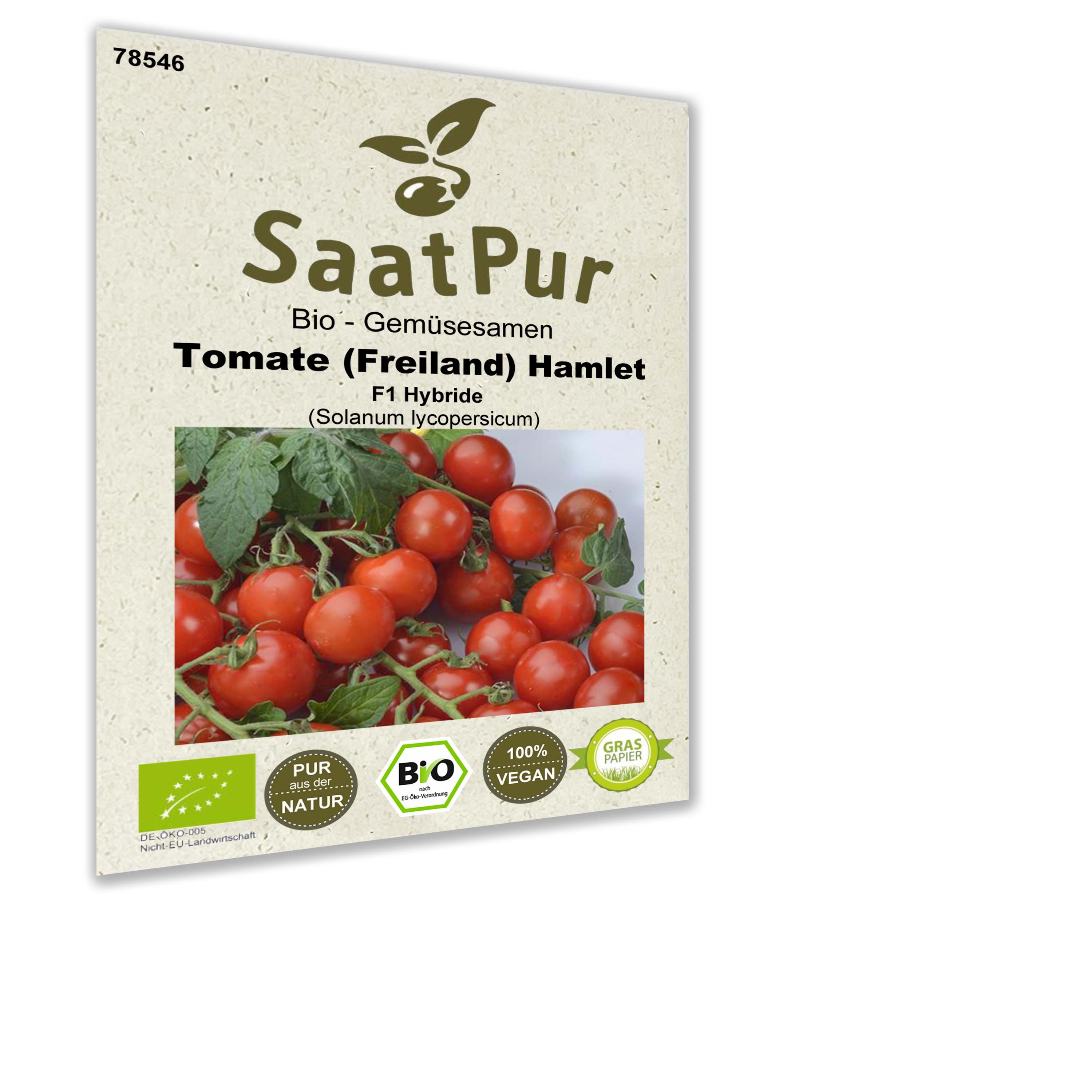 Bio Gemüsesamen Tomate Hamlet Freilandtomate ertragreich rot aromatische Tomaten für ca. 8 Pfl.