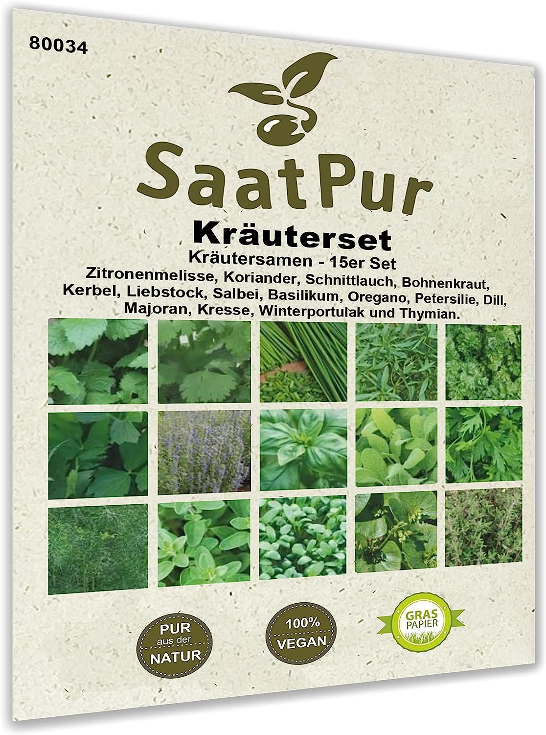 15er Set Garten-Kräutersamen für ca. 1.700 Pflanzen - Eine bunte Kräutermischung zum Aussäen